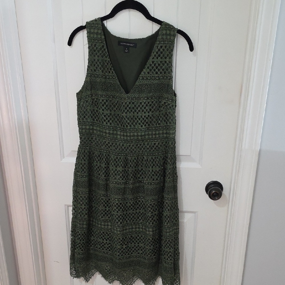 Banana Republic Olive Lace Midi Dress